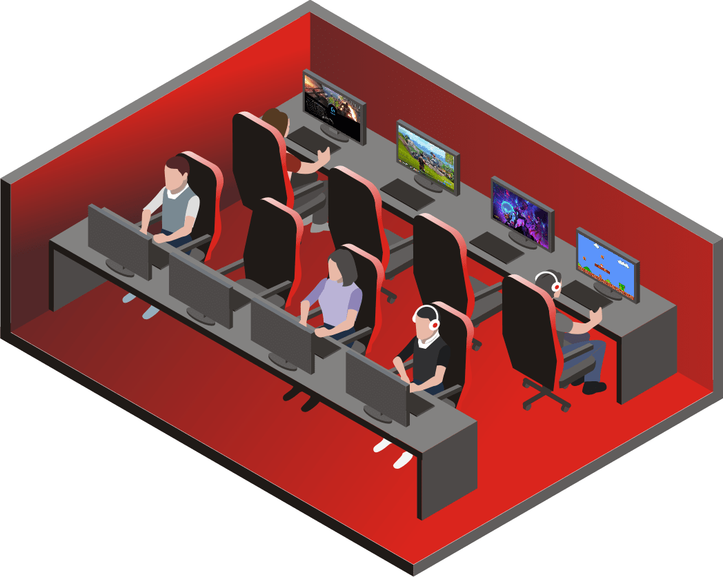 an illustration of internet cafe